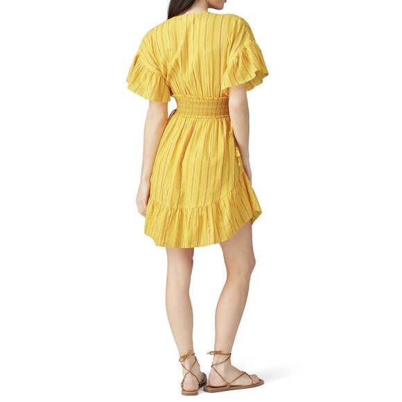 SAYLOR Adrianne Ruffle Sleeve Lightweight Yellow‎ Mini Dress SIZE SMALL - Picture 3 of 13